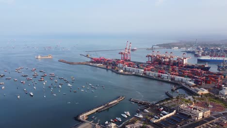 Drone-footage-of-sea-port-of-Callao-and-the-marina-and-harbor-next-to-it