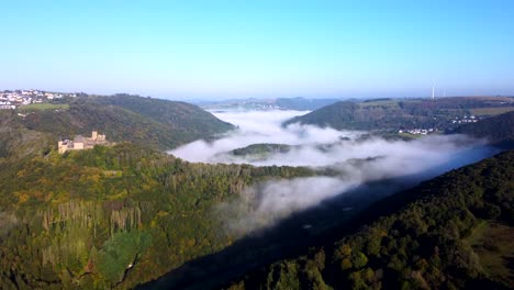 Aerial-footage-from-a-foggy-morning-in-the-countryside-of-Luxembourg