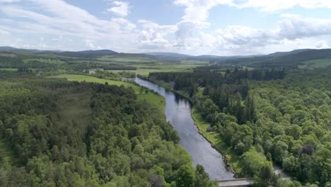 Aerial-follow-shot-heading-east-along-the-river-Dee-in-Aberdeenshire