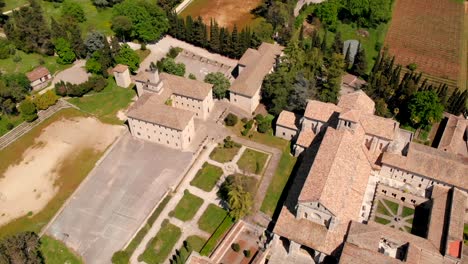Aerial-view-of-Abbey-of-Casamari-from-drone-,-Frosinone-,Lazio,Italy