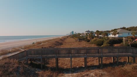 Beach-dunes-with-walkway-along-South-Carolina-beach