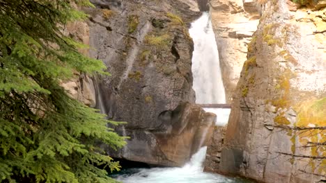 Closeup-of-a-small-waterfall-in-rocky-terrain