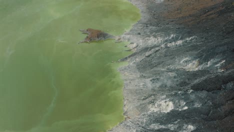 Aerial-View-Of-Chichonal-Crater-Lake-With-Smoke-Rising