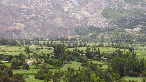Valley-farmland-around-Yungay,-Ancash-Peru---4k