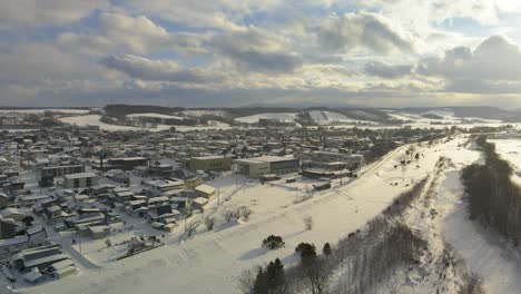 Aerial-Snow-Covered-Town-Of-Okoppe-In-Hokkaido
