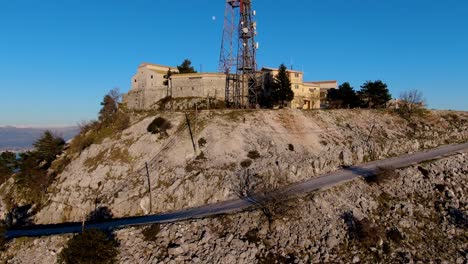Pantokrator,-the-highest-mountain-of-the-Corfu-island-Greece-with-moon-in-background