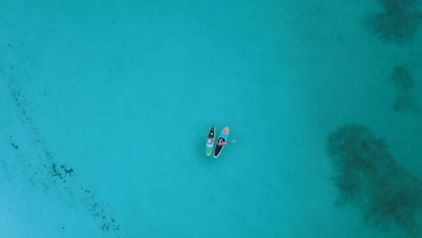 Unbelievable-rotation-360-bird's-eye-view-top-view-drone-shot-of-standup-surfer