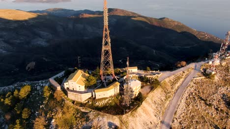 drone-view-of-Pantokrator,-the-highest-mountain-of-the-Corfu-island-Greece