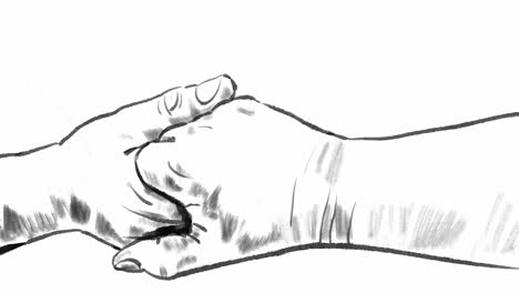 Hands-hugging-in-understanding-and-supportive-way,-loose-sketch-animation