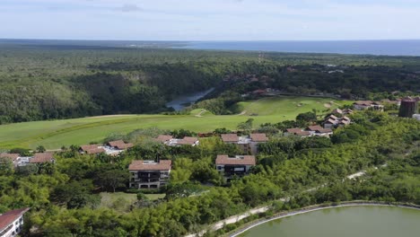 Aerial-view-over-La-Romana-Country-Club---golf-course-and-villas