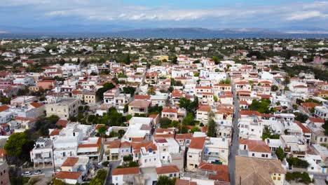 Bird's-eye-view-of-buildings-in-island-Aigina,-Saronic-gulf,-Greece