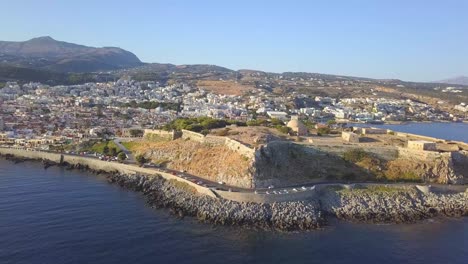 Flying-around-the-old-venetian-built-Fortezza-Rethymno-in-Crete-Greece