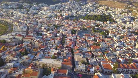 Flying-over-the-Rethymno-village-and-harbour-in-Crete-Greece