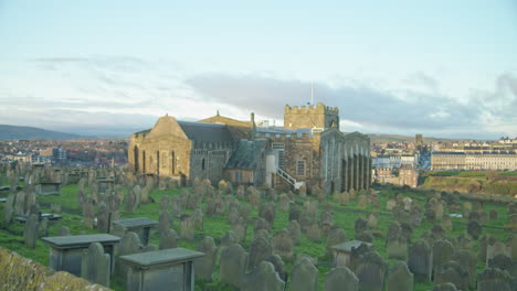 Whitby-Abbey-Church,-North-York-Moors,-Static-Shot,-early-morning-sunshine-North-Yorkshire-Heritage-Coast-BMPCC-4K-Prores-422-Clip-7
