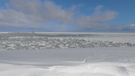 View-Of-Winter-Snow-Landscape-And-Ice-Drift-On-Okhotsk-Sea-In-Omu-Hokkaido