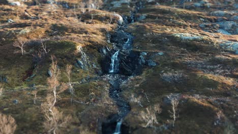 A-mountain-river-cascades-from-the-gentle-slope