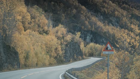 Narrow-two-lane-road-snaking-through-the-autumn-landscape