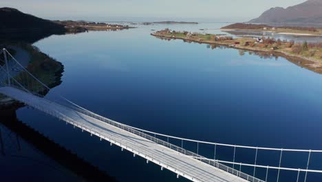 Aerial-view-of-the-Trongstraumen-bridge-spanning-above-the-fjord
