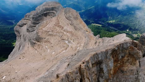 Aerial-top-down-circle-view-of-ridge-of-mount-Pelmo