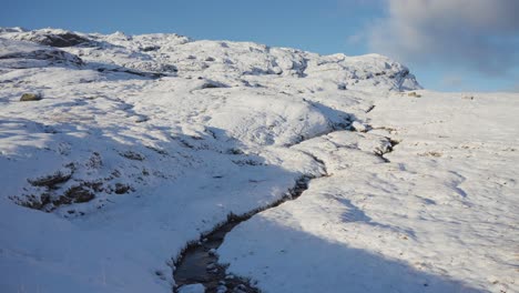 Ein-Flacher-Strom-In-Der-Schneebedeckten-Tundra