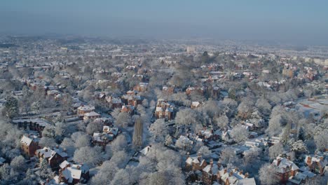 Pull-back-aerial-establishing-shot-of-residential-houses-in-Nottingham-England