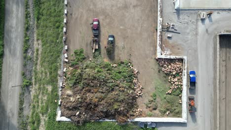 Overhead-aerial-of-garbage-disposal-centre-for-garden-waste-in-Canada