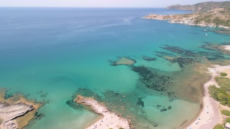 Aerial-views-of-Italy-Europe,-spectacular-beach-on-the-island-of-Sardinia