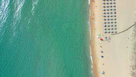 Static-overhead-aerial-view-of-a-beach-in-Sardinia-Italy