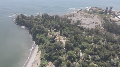 aerial-drone-view-of-Lota-Park-in-Bio-Bio-region,-Chile
