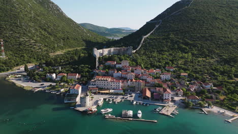 AERIAL-Shot-of-the-town-of-Ston-in-Croatia,-Europe
