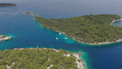 AERIAL-Shot-of-Mljet-Island-National-Park-in-Croatia,-Europe