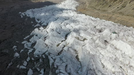 Drone-shot-over-glacier-at-Fairy-Meadows-Pakistan,-cinematic-wide-aerial-shot
