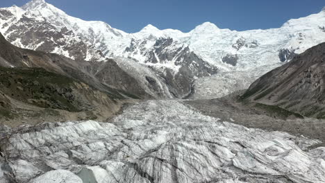Drone-shot-of-Nanga-Parbat-with-glacier,-Fairy-Meadows-Pakistan,-cinematic-tracking-aerial-shot