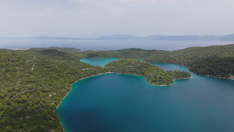 AERIAL-Shot-of-Mljet-Island-National-Park-in-Croatia,-Europe