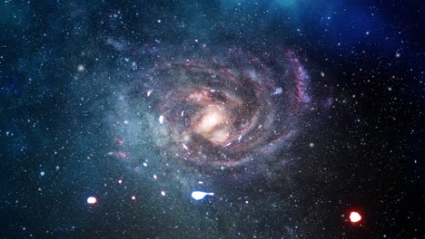 Galaxia-Moviéndose-Con-Fragmentos-De-Rocas-De-Meteoritos-En-El-Universo