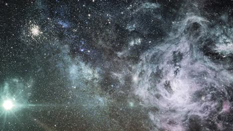 Nebulosa-De-Superficie-De-4k-Con-Una-Estrella-Brillante-Moviéndose-En-El-Universo-Oscuro