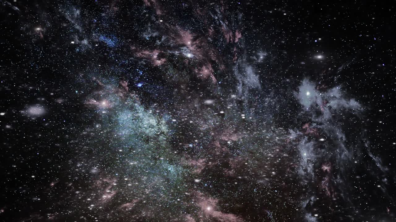 view of nebula clouds move in the dark universe