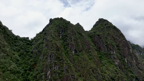 Aerial-drone-fly-view-of-Machu-Pichu-Mountain,-Peru,-Andes,-South-America