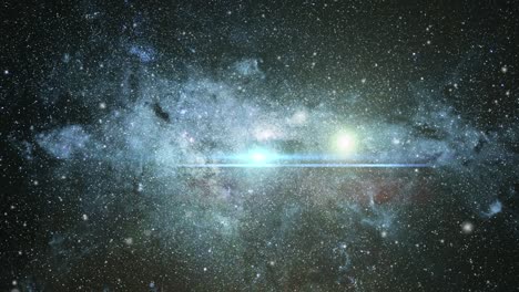 Vista-De-4k-De-Nebulosa-Con-Una-Estrella-Brillante-Moviéndose-En-El-Universo-Oscuro