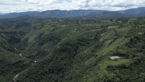Luftaufnahme-Des-Natürlichen-Grünen-Waldes-In-Kolumbien-Mit-Dem-Fluss-Rio-Magdalena,-Der-Durch-Die-Wilde-Vegetation-Der-Anden-In-Südamerika-Fließt
