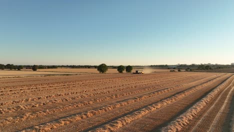 Cosechadora-Y-Tractor-Cosechando-Cultivos-De-Cereales-En-Tierras-Agrícolas