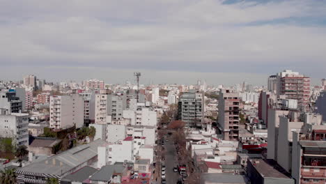 Aerial-drone-footage-of-downtown-Buenos-Aires-Argentina-cityscape-skyline-colorful-buildings