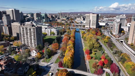 Descending-aerial-of-Rideau-Canal-in-October