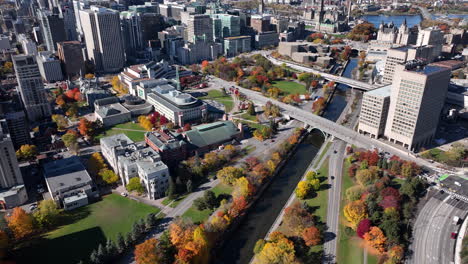 Ottawa-city-hall-and-rideau-canal-autumn-aerial