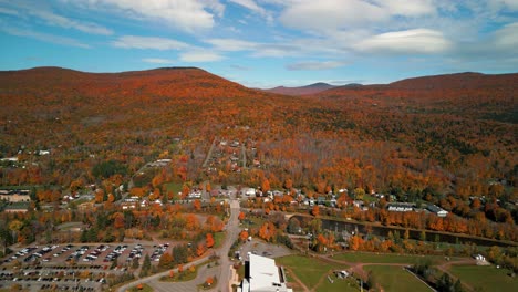 Aerial-over-Tannersville-in-upstate-New-York---Catskills-view-with-fall-foliage
