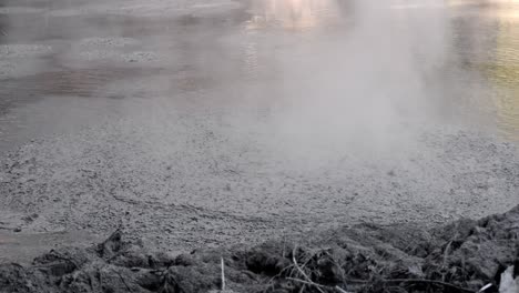 Rising-steam-and-small-bubbles-along-the-shore-of-Wai-o-tapu-hot-mud-pools-in-New-Zealand