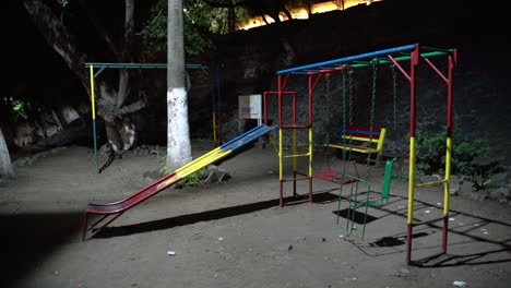 Colorful-empty-playground-at-night