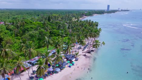 Aerial-shot-of-beautiful-resort-beach-Guayacanes-of-Dominican-Republic