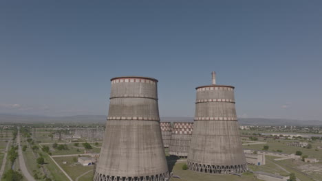 Aerial-tilt-down-shot-of-Mtkvari-Thermal-Power-Plant-a-600MW-gas-fired-power-project-in-Georgia---Industrial-Steam-Turbine-power-plant