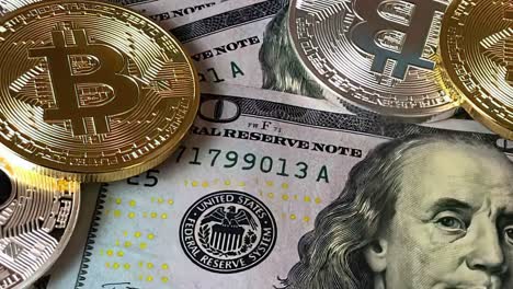 Gold-Bit-Coin-BTC-Coins-and-Dollar-Bills